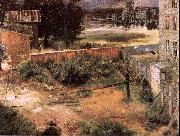 Adolph von Menzel Rear of House and Backyard France oil painting reproduction